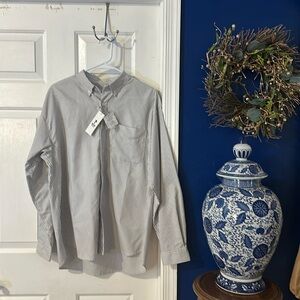 NWT Men’s Wego Pin Striped Easy Care Quick Dry Long Sleeve Button-Down Size L